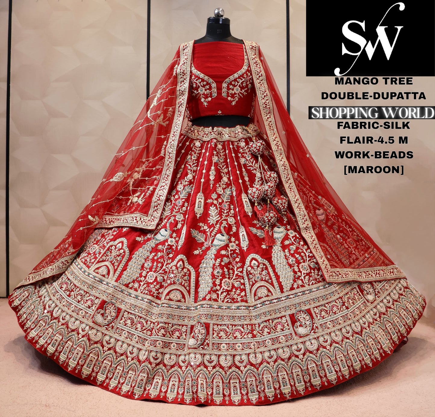 Rani Pink Silk Peacock bridal Lehenga