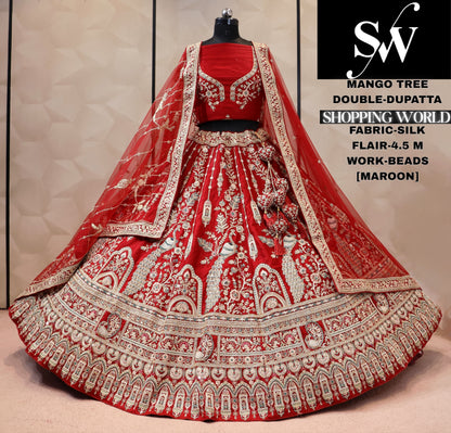 Rani Pink Silk Peacock bridal Lehenga