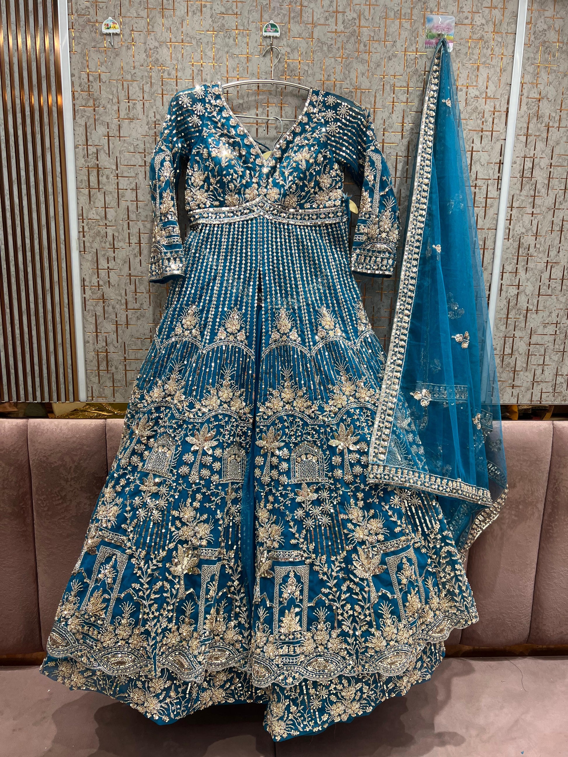 Elegant Green Farshi garara muslim Bride Special Indo Dress Elegant Green Farshi garara muslim Bride Special Indo Dress