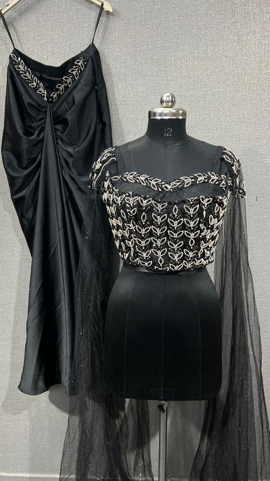 Black Crop Top Lehenga