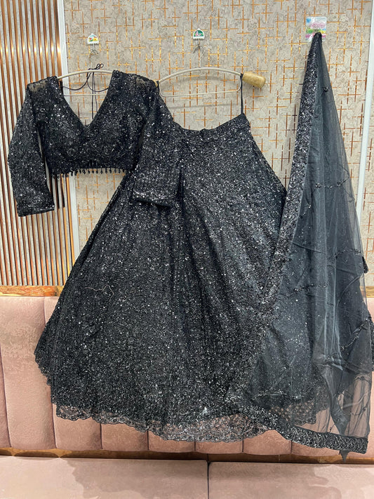 Black Crop Top Lehenga
