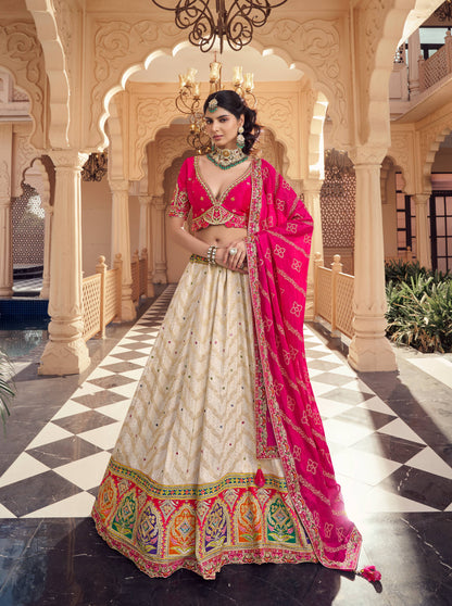Engaging White pink Lehenga 1170