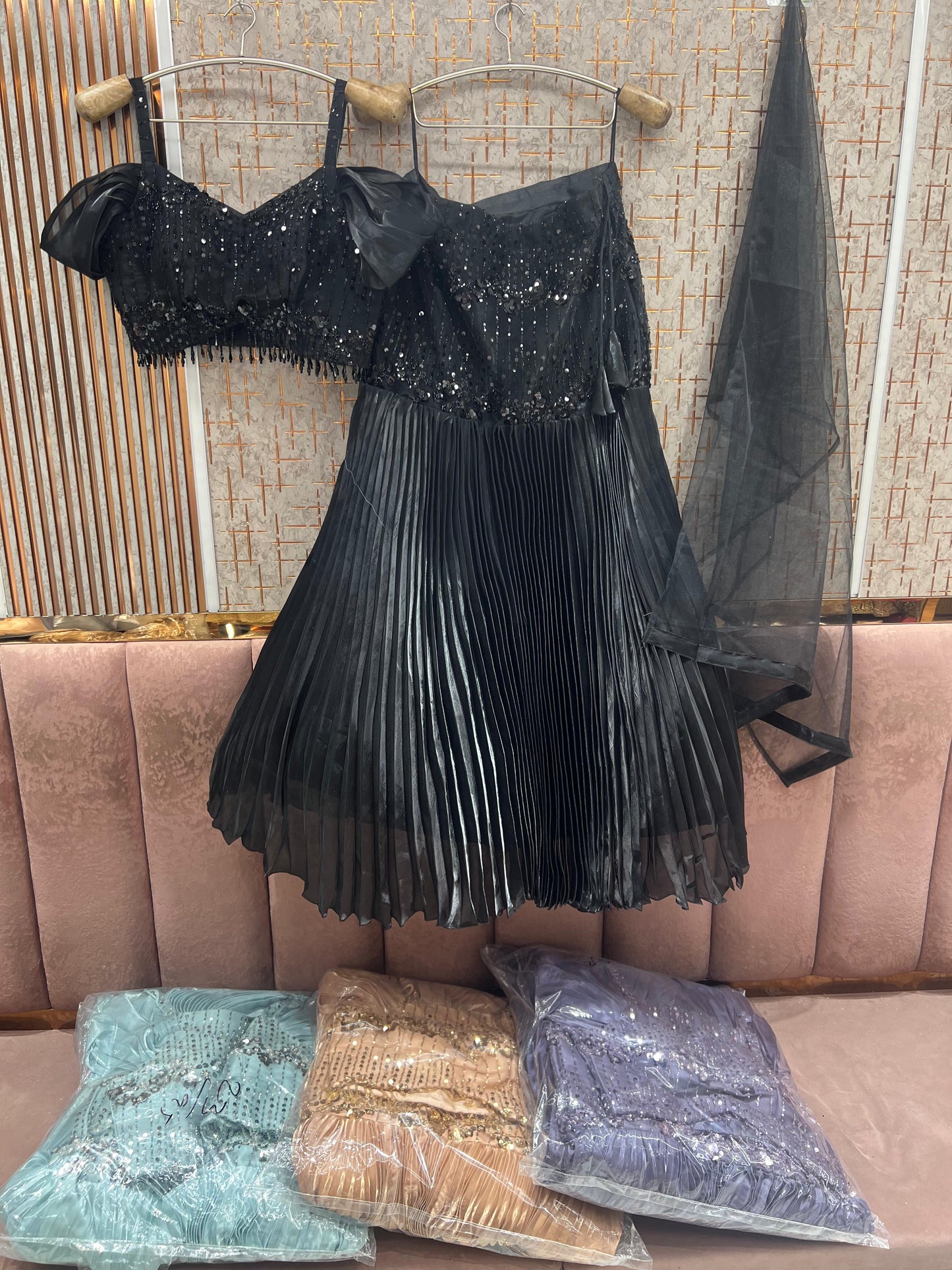 Black Crop Top Lehenga - Shopping World