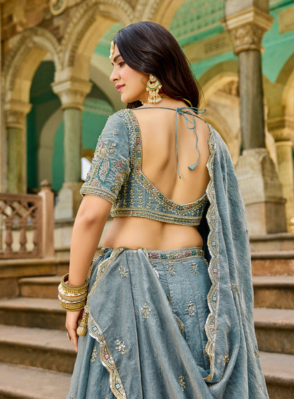Designer Blue Crop top Lehenga 1209