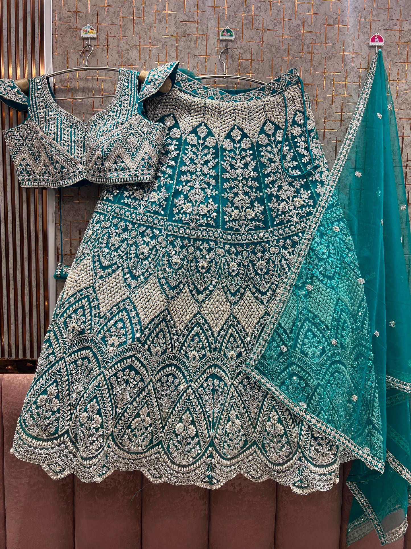Hot Pink On Pink Monotone Crop Top Lehenga