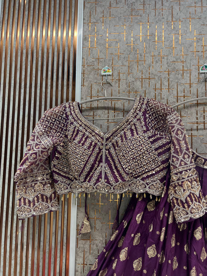 Purple Crop Top Lehenga