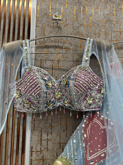 Sky Blue Pdp Crop Top Lehenga