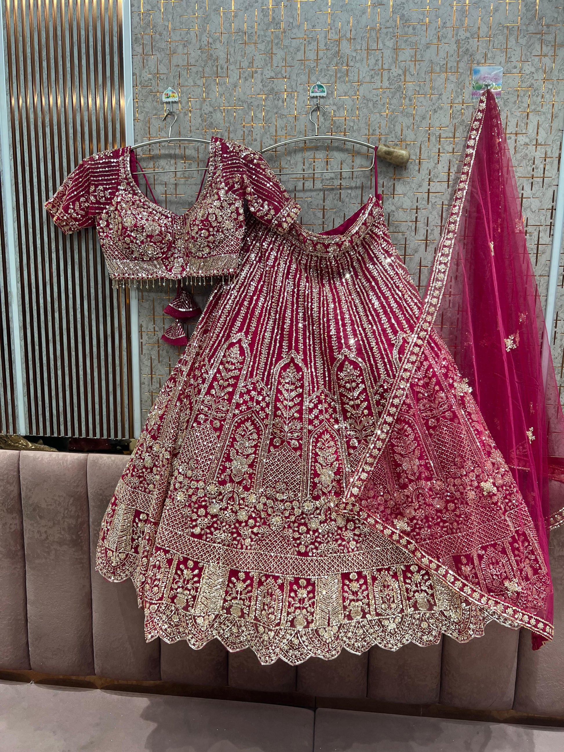 Ready to wear Hot pink Crop Top Lehenga - Shopping World