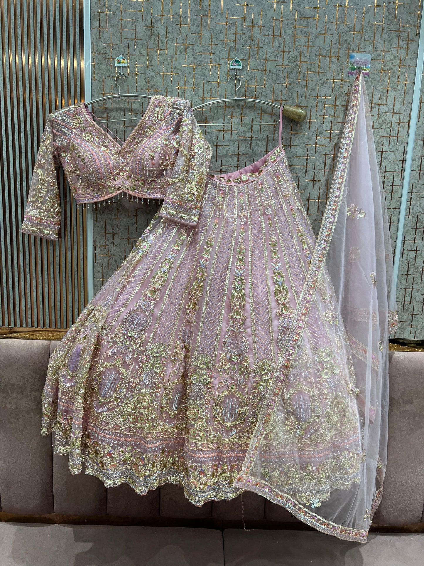 Khoobsurat Pink Crop Top Lehenga