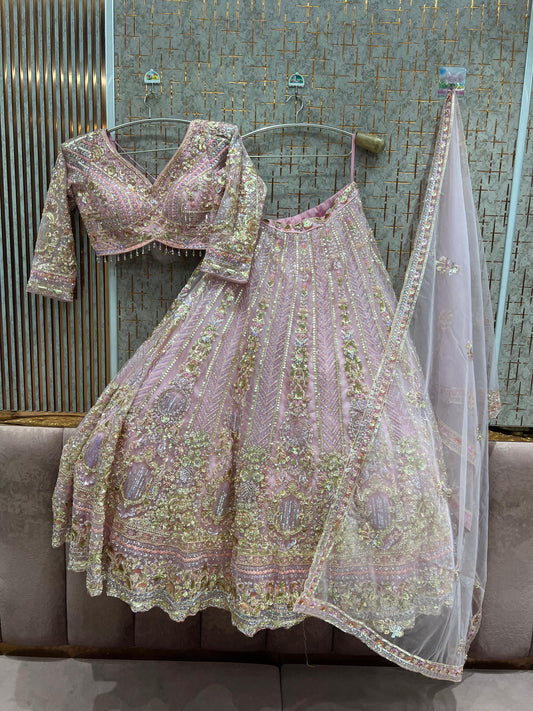 Khoobsurat Pink Crop Top Lehenga