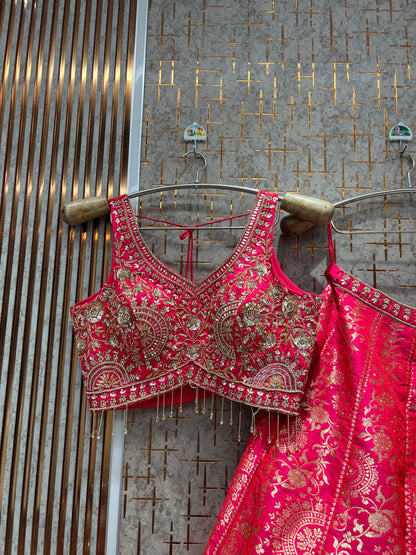 Amazing Hot pink Crop Top Lehenga