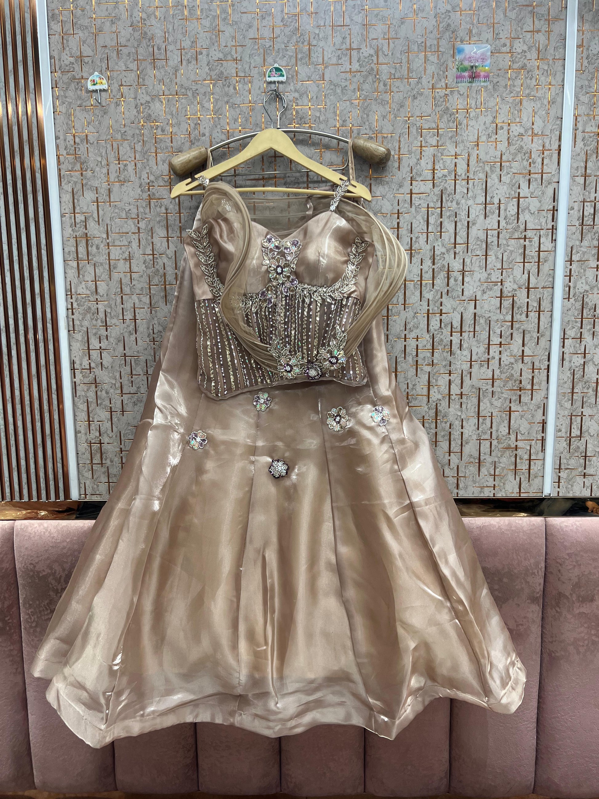 Blue Crop Top Lehenga - Shopping World