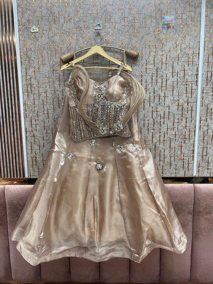 Blue Crop Top Lehenga - Shopping World