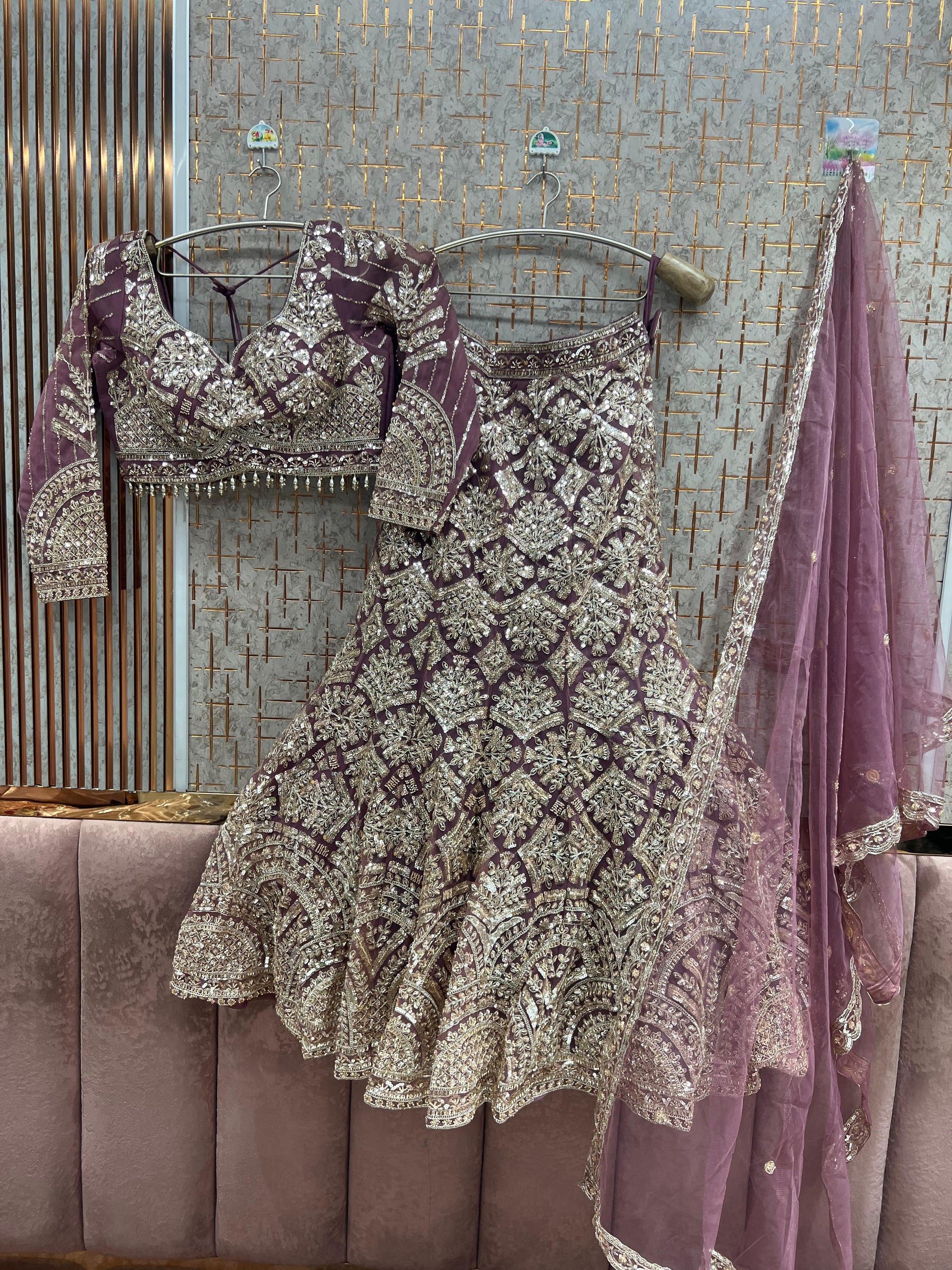 Baby pink Crop Top Lehenga - Shopping World