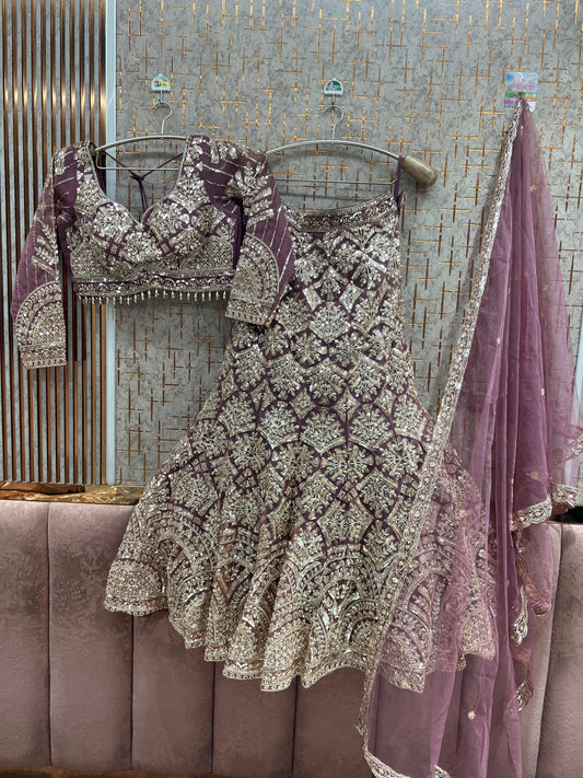 Baby pink Crop Top Lehenga - Shopping World