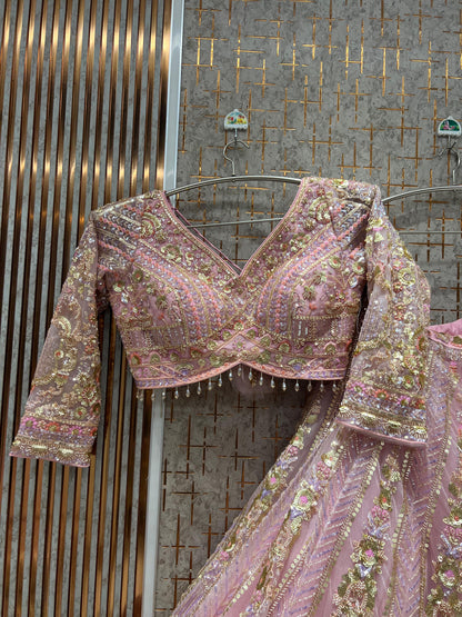 Khoobsurat Pink Crop Top Lehenga