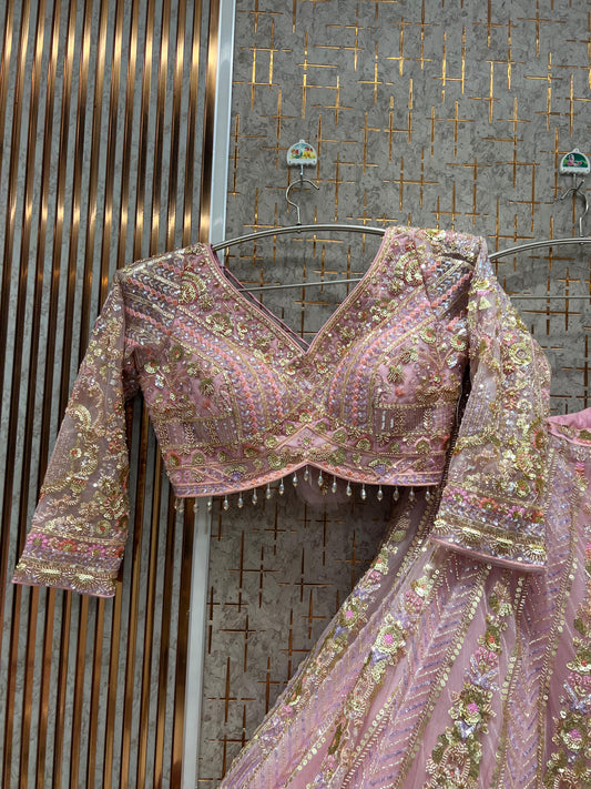 Khoobsurat Pink Crop Top Lehenga