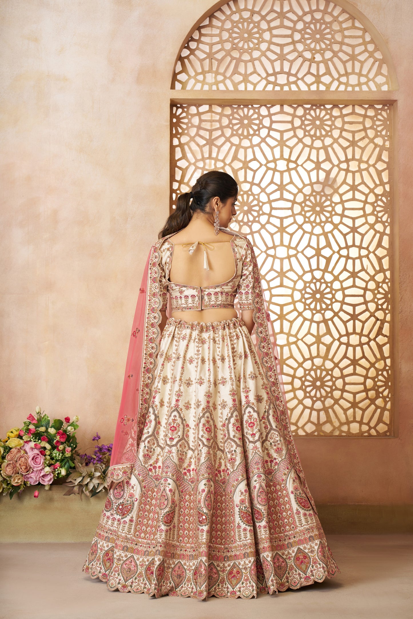 Majestic white girlish lehenga 14