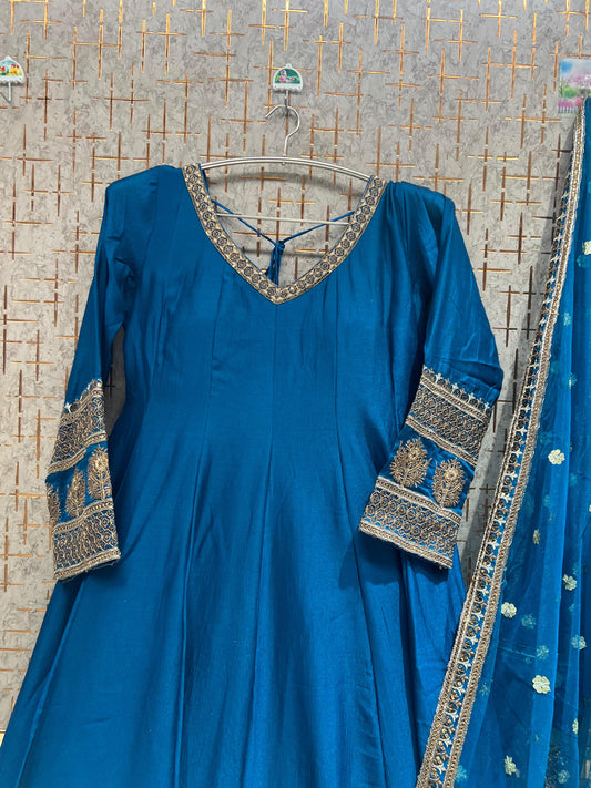 Blue peplum long Dress Farshi Gaharara Dress Special