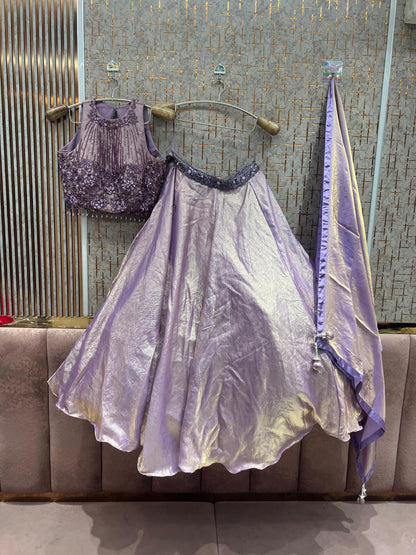 Lavender Crop Top Lehenga - Shopping World