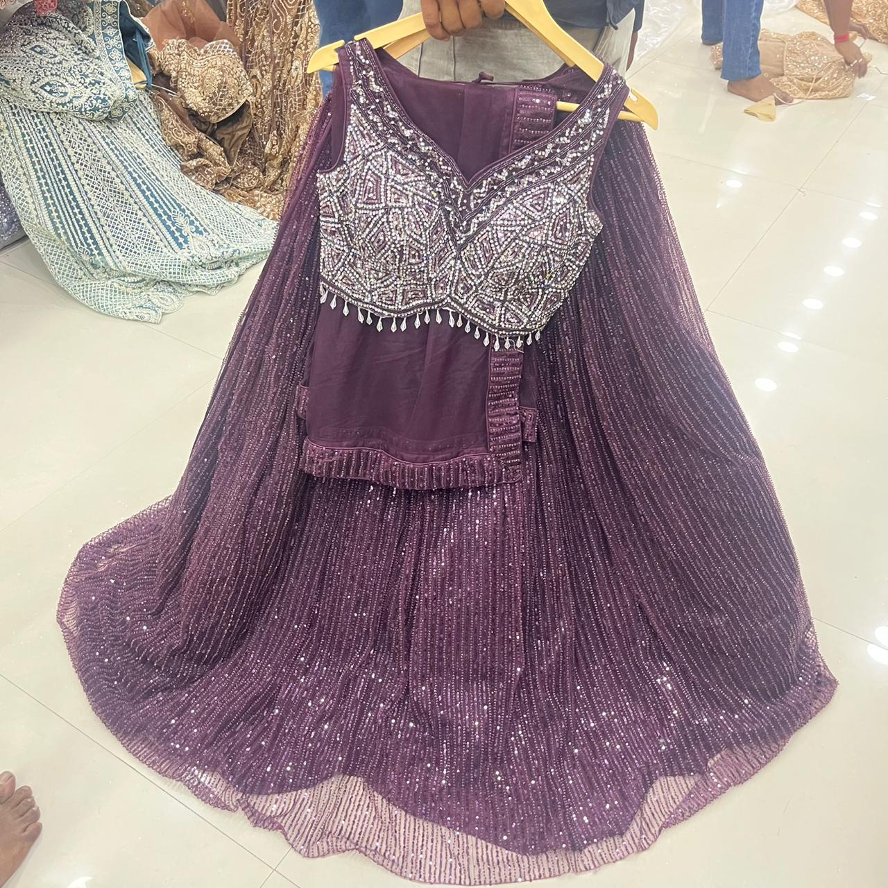 Purple Crop Top Lehenga