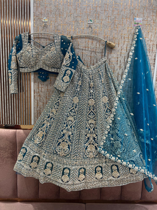 Blue Crop Top Lehenga