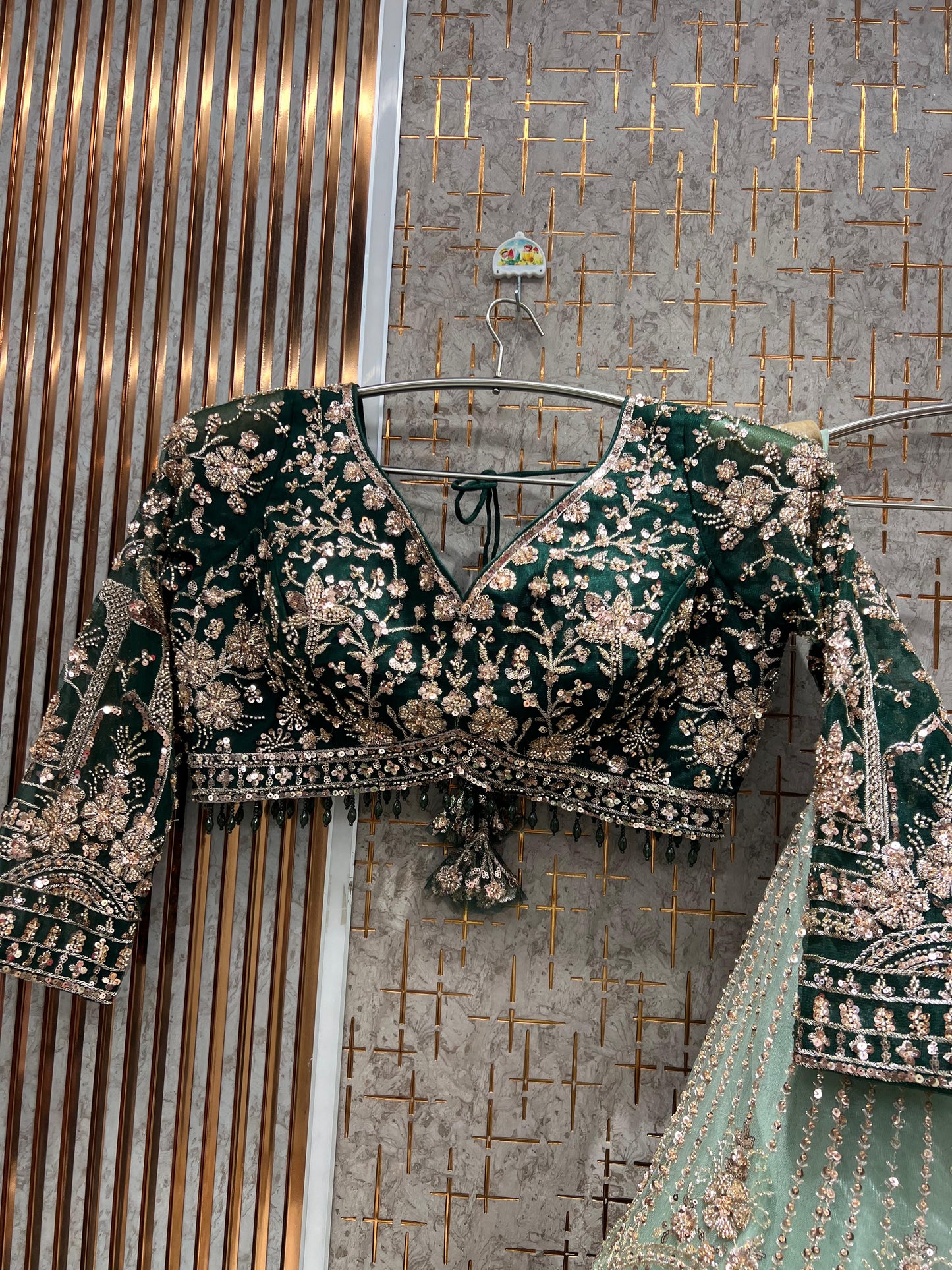 Engaging Sky blue Double Shade Crop top Lehenga