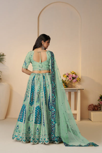 Awesome sky blue girlish lehenga 484
