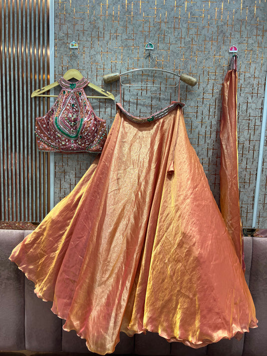 Rust orange Crop Top Lehenga