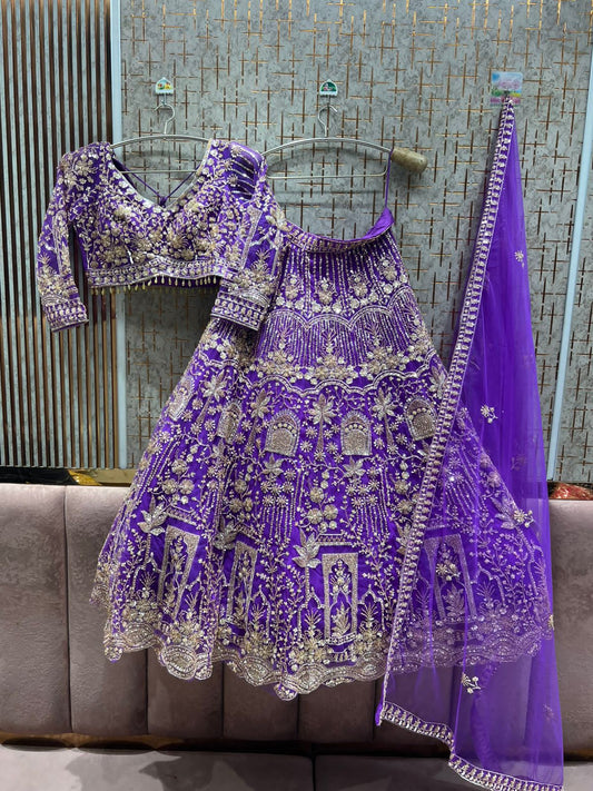 Amazing Purple Crop Top  Lehenga
