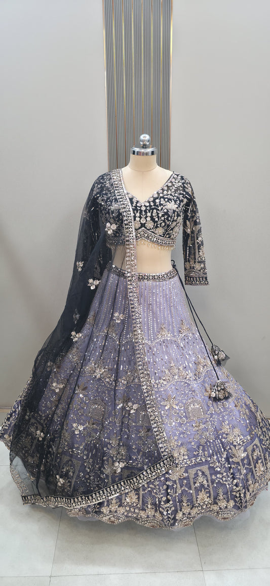 Green Double Shade Crop top Lehenga