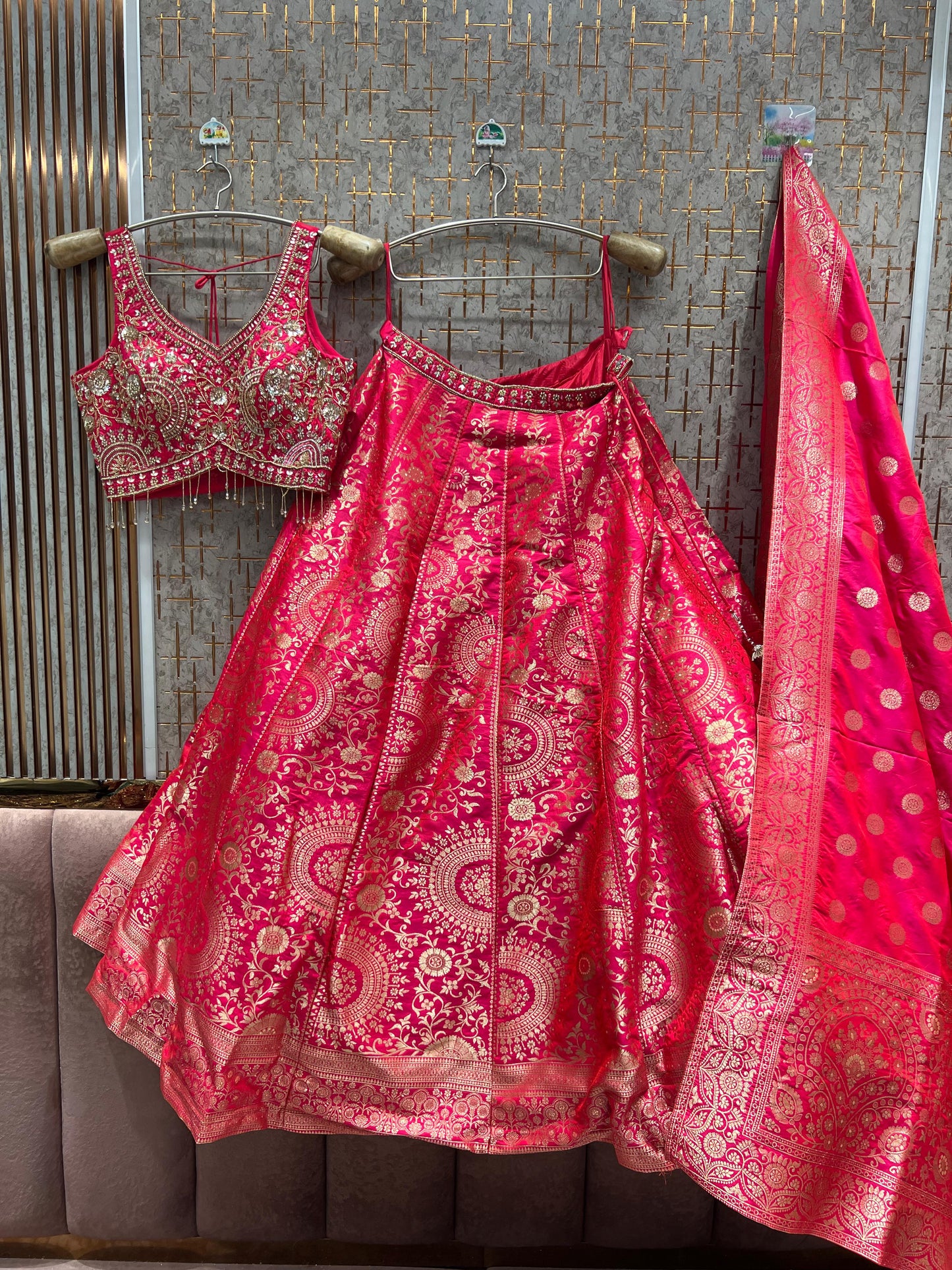 Amazing Hot pink Crop Top Lehenga