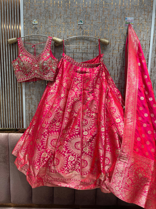 Amazing Hot pink Crop Top Lehenga