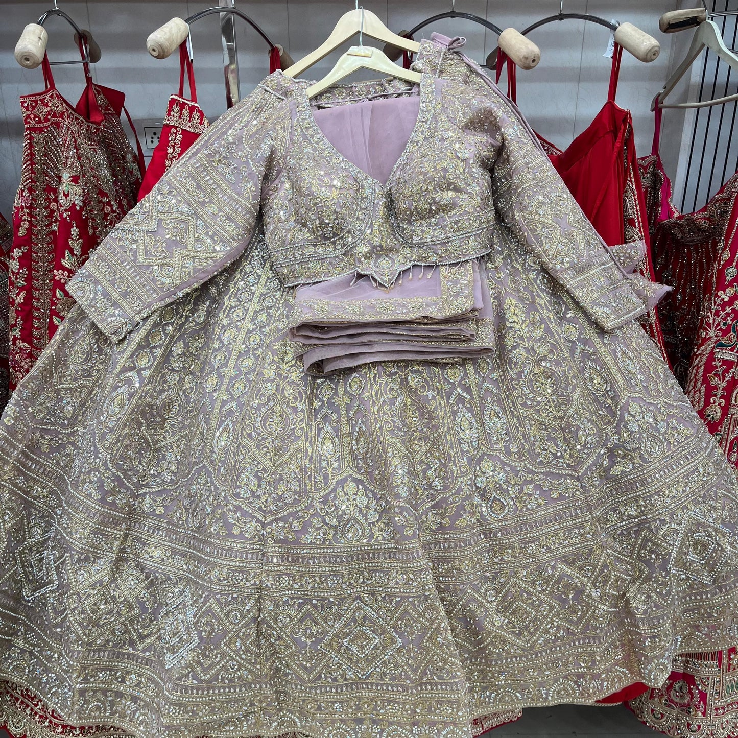 Majestic Lavender crop Top Lehenga