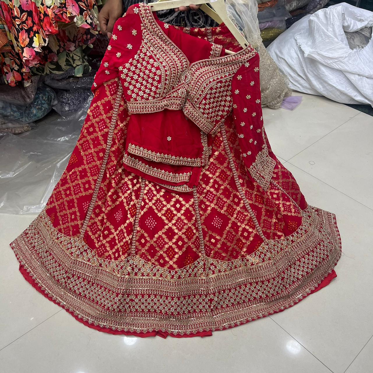Hot Pink crop Top Lehenga