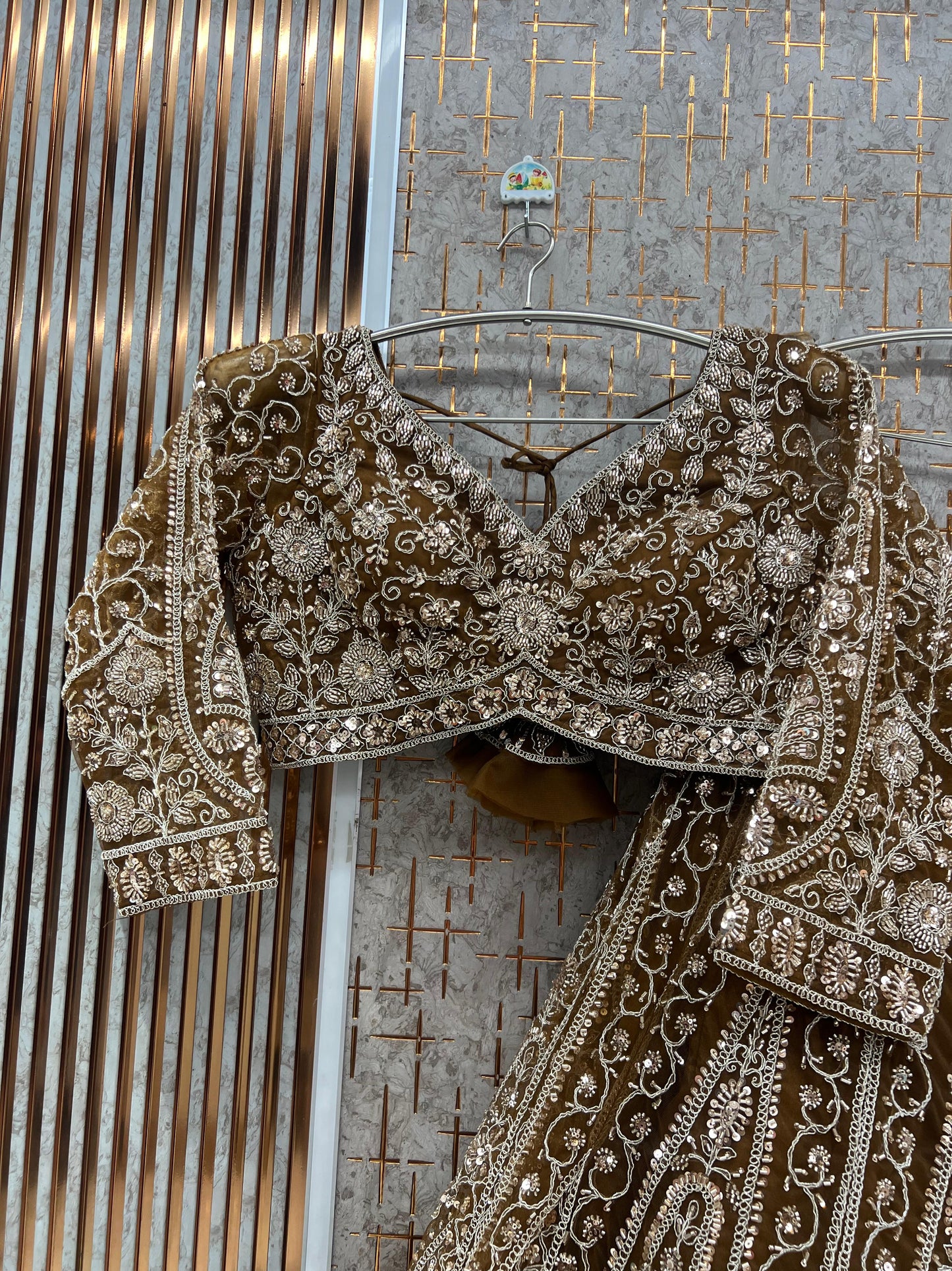 Mustard Crop top Lehenga