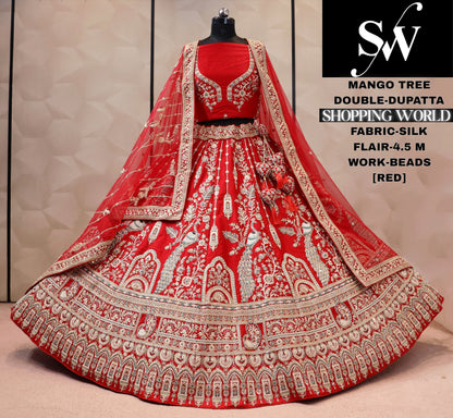 Rani Pink Silk Peacock bridal Lehenga