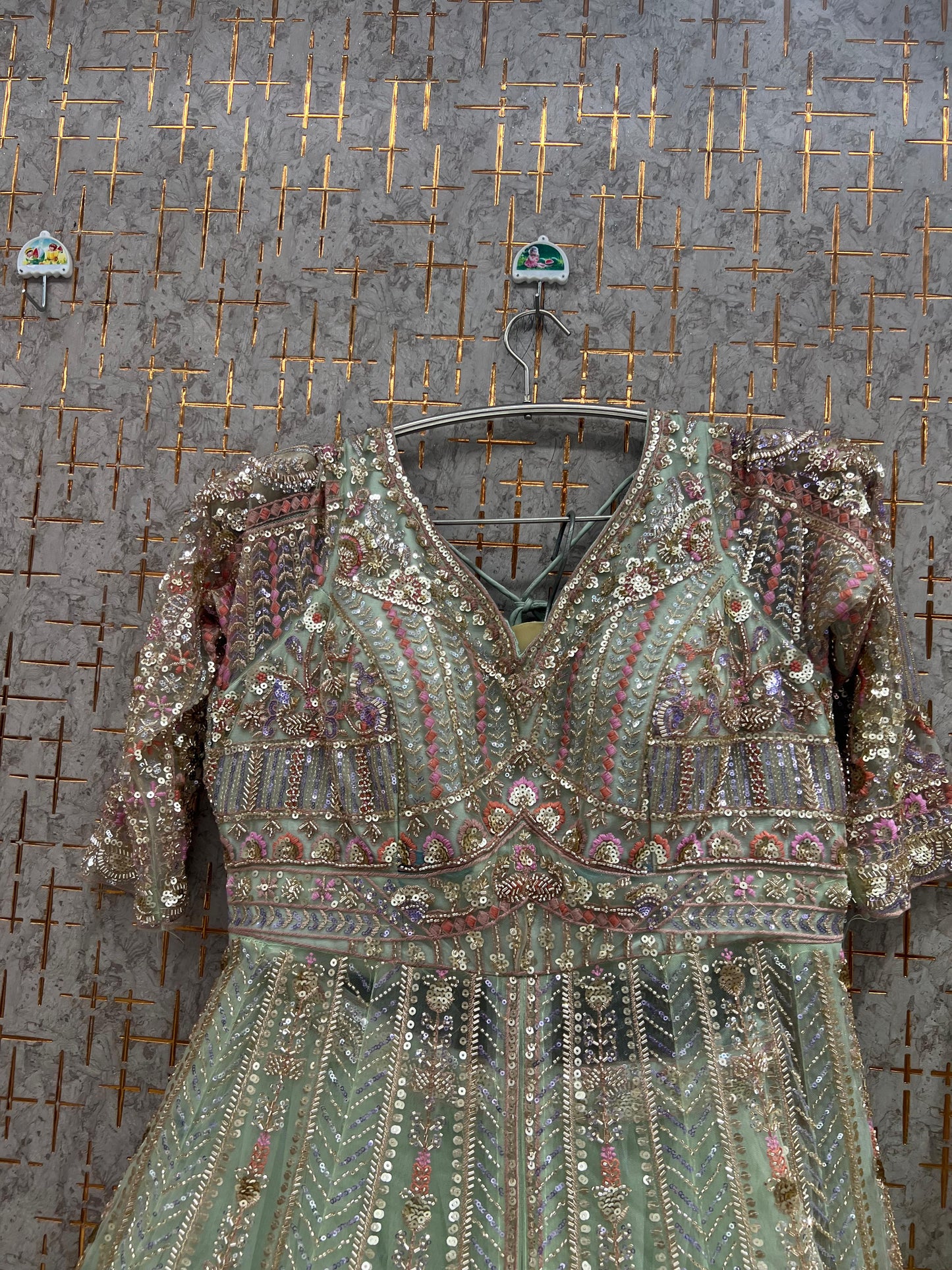Baby Pink long Farshi Garara Peplum Dress Lehenga