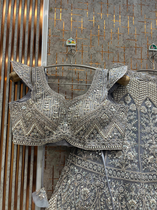 Lavender On Lavender Monotone Crop Top Lehenga
