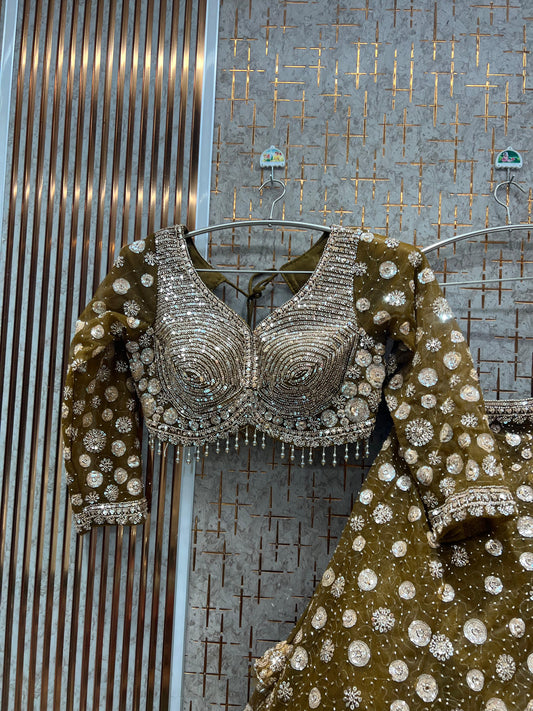 Designer Mustard Crop Top Lehenga