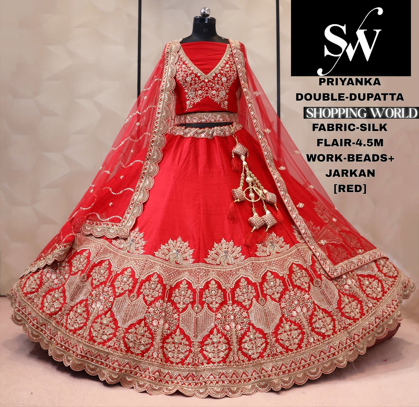 Maroon silk bridal Lehenga