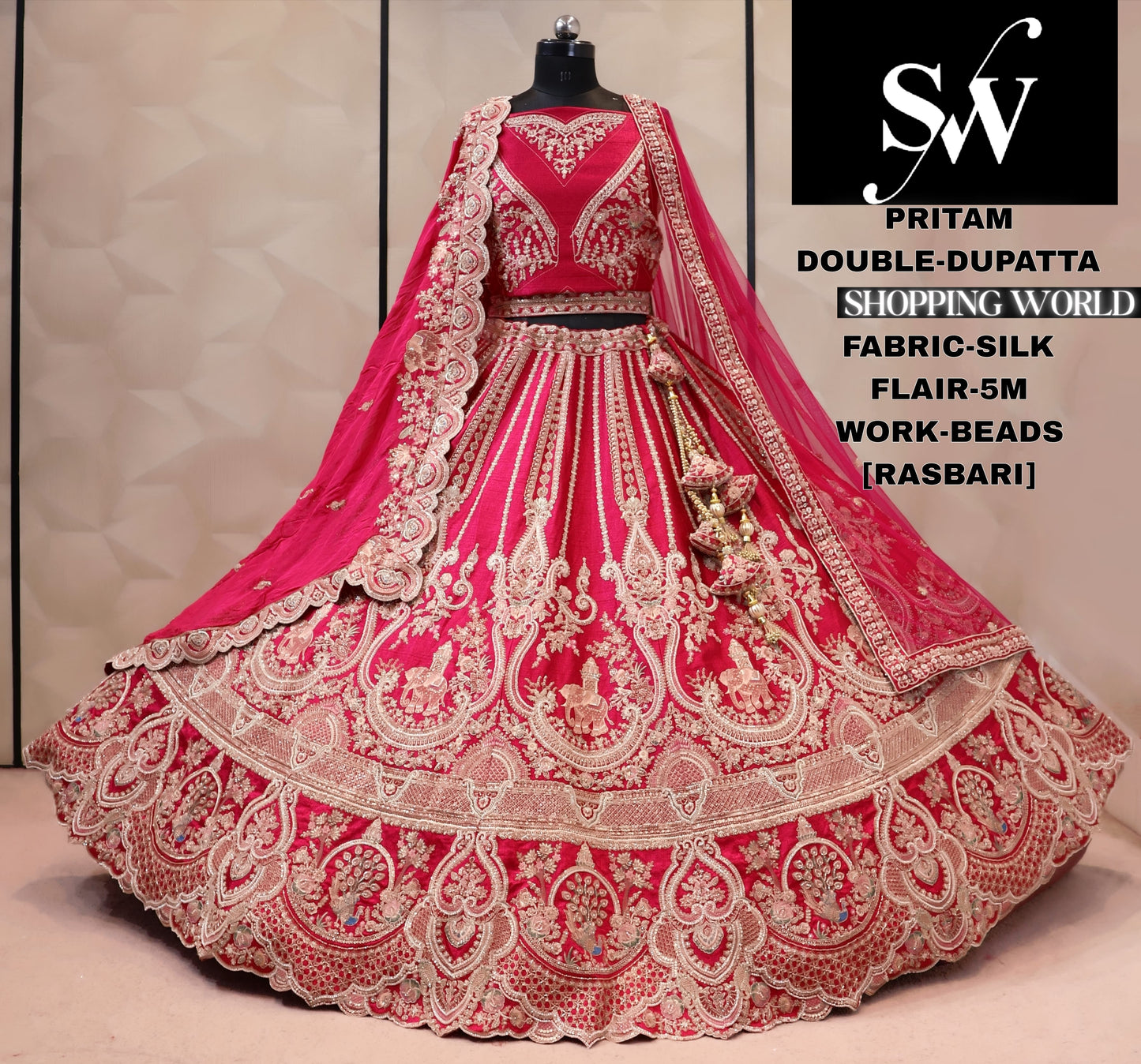 Red silk bridal Lehenga