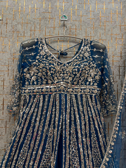 Blue long Farshi Garara Peplum Dress Special
