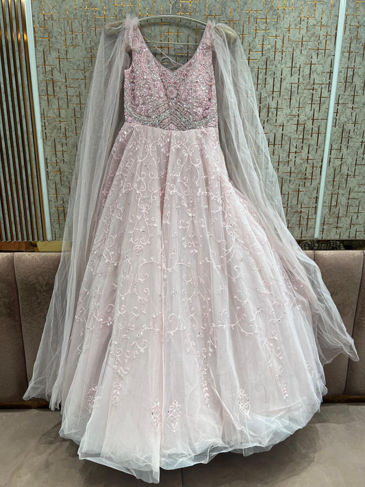 Baby Pink Heavy Handwork Gown
