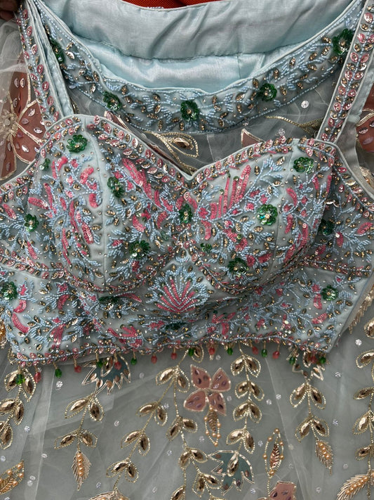 PDP Blue Crop Top Lehenga