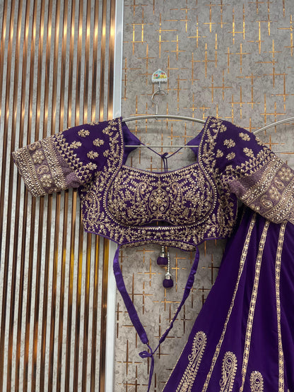 Purple Crop top Lehenga