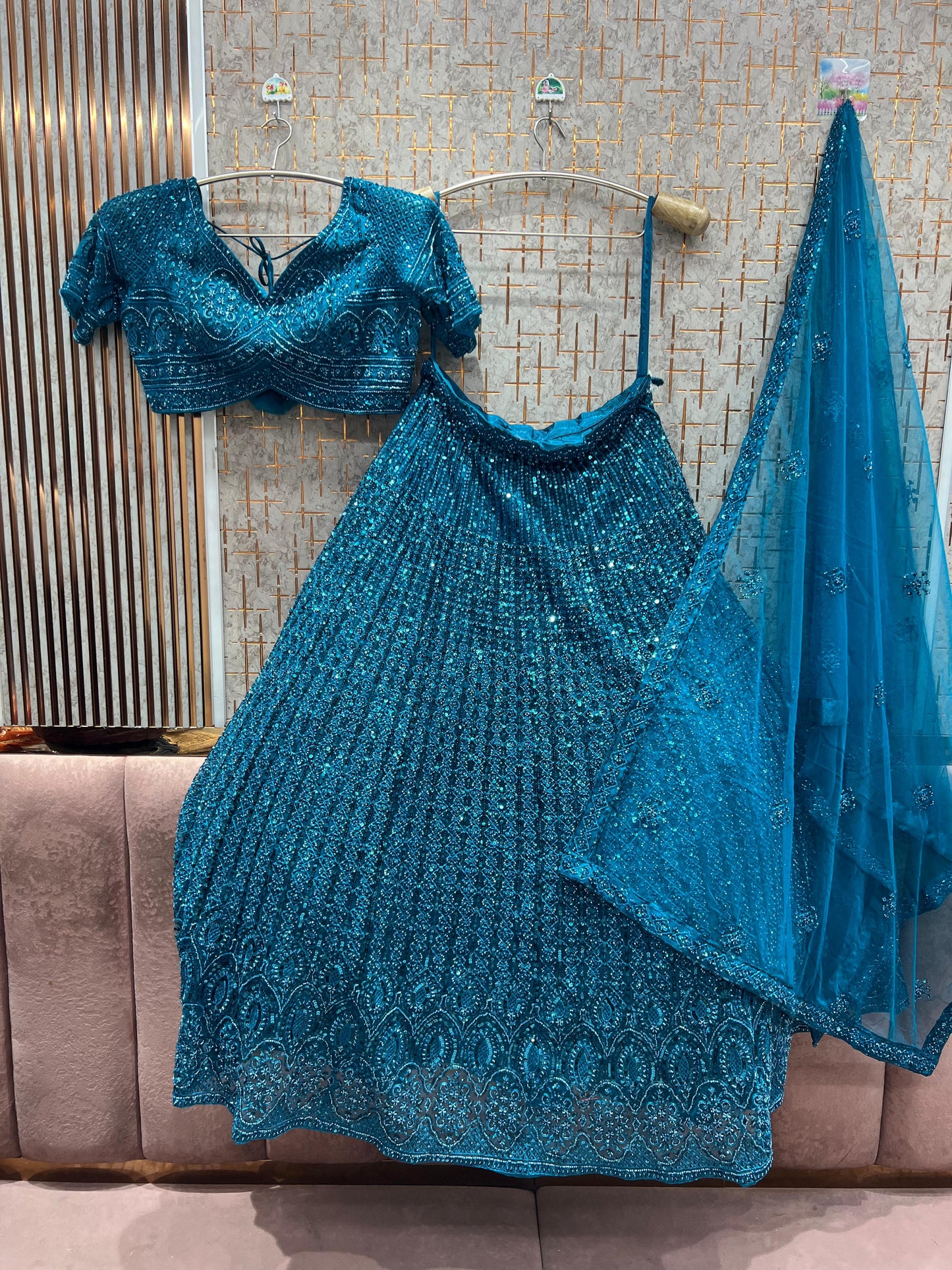 Pleasing pink on pink Monotone Crop Top Lehenga