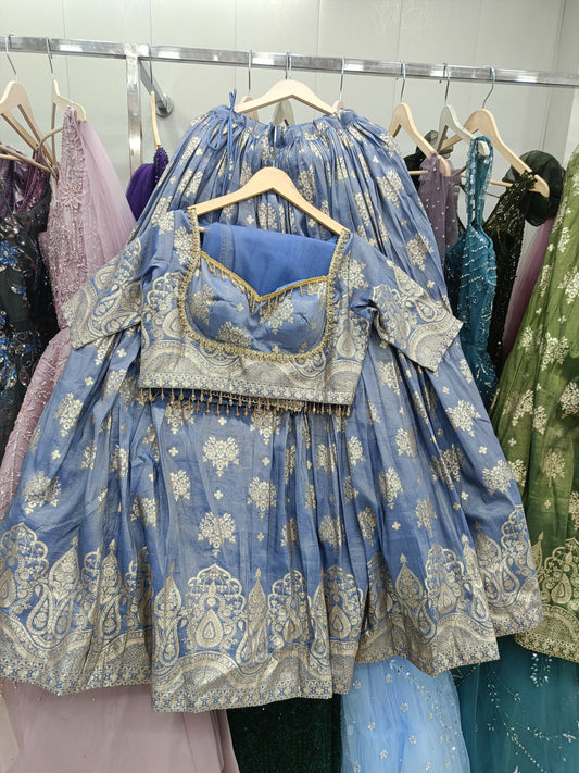 Blue Crop Top Lehenga