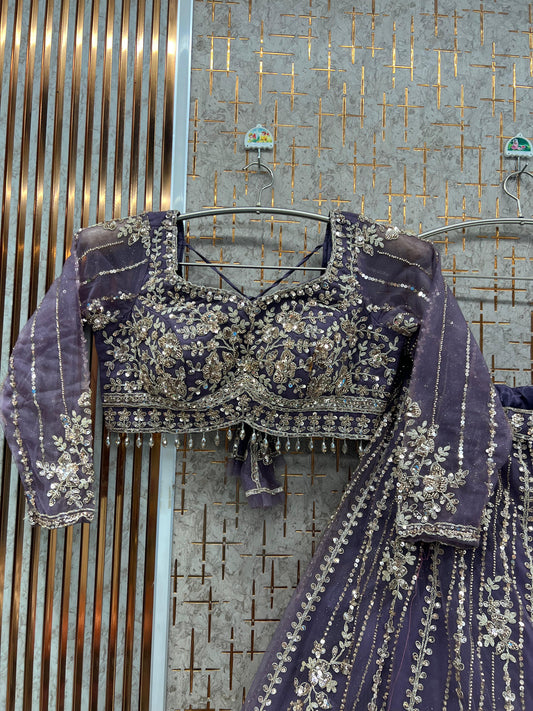 Lavender Crop Top Lehenga