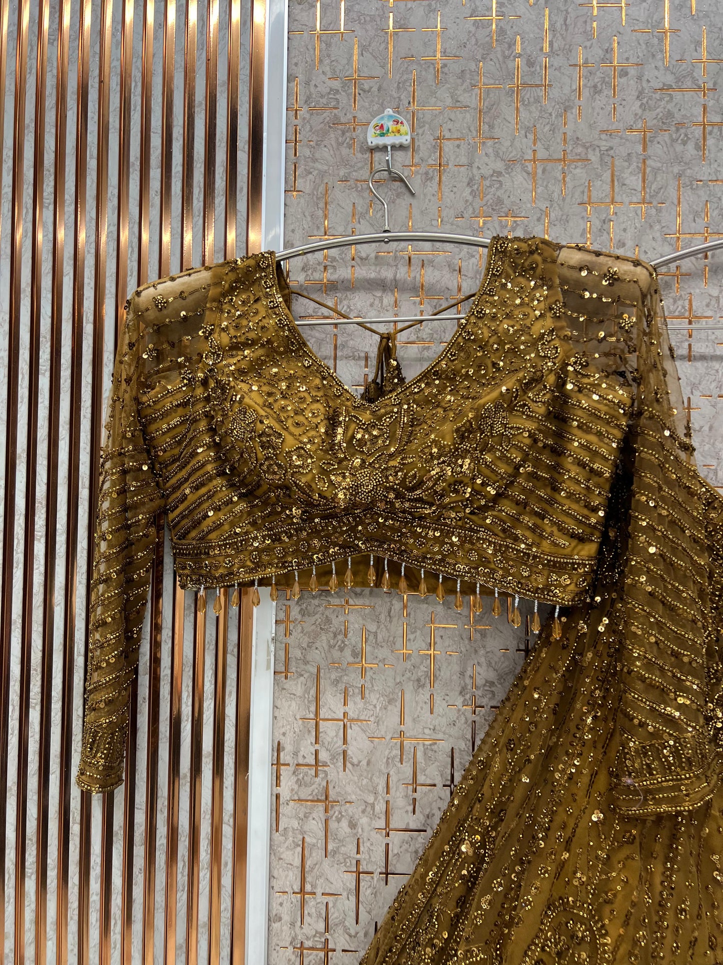 Golden on golden Monotone Crop Top Lehenga